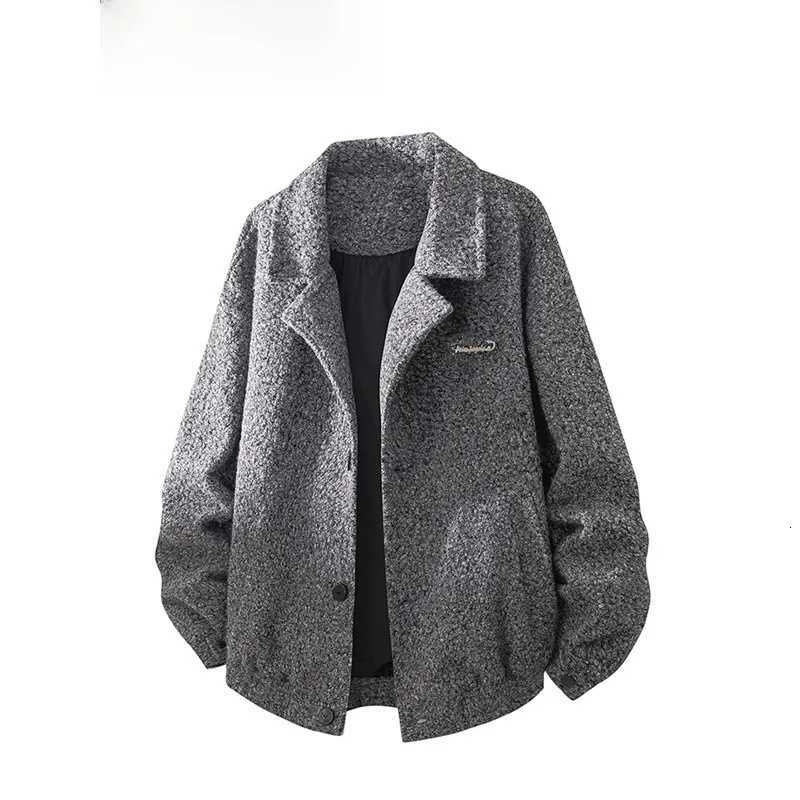 Mens Ort Woolen Coat Heavyweight Autumn Winter Jacket Notched Lapel Collar Casual Loose Warm Wool Outerwear Men Clothing X250919