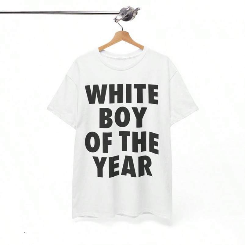 Blanc Boy de l'année Shirt Men Femmes surdimensionnées d'été Coton Imprimé à manches courtes Tshirt rétro Retro Casual Streetwear Vintage Tee Top