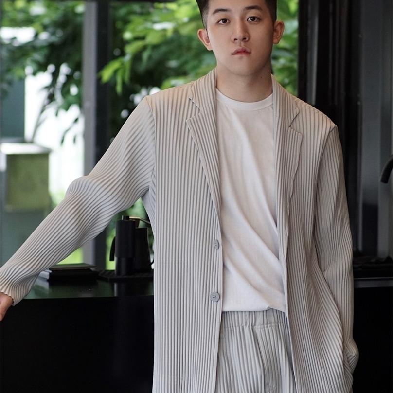 Miyake plissé des hommes Blazer Plisse Veste décontractée Blazers Simple Poit