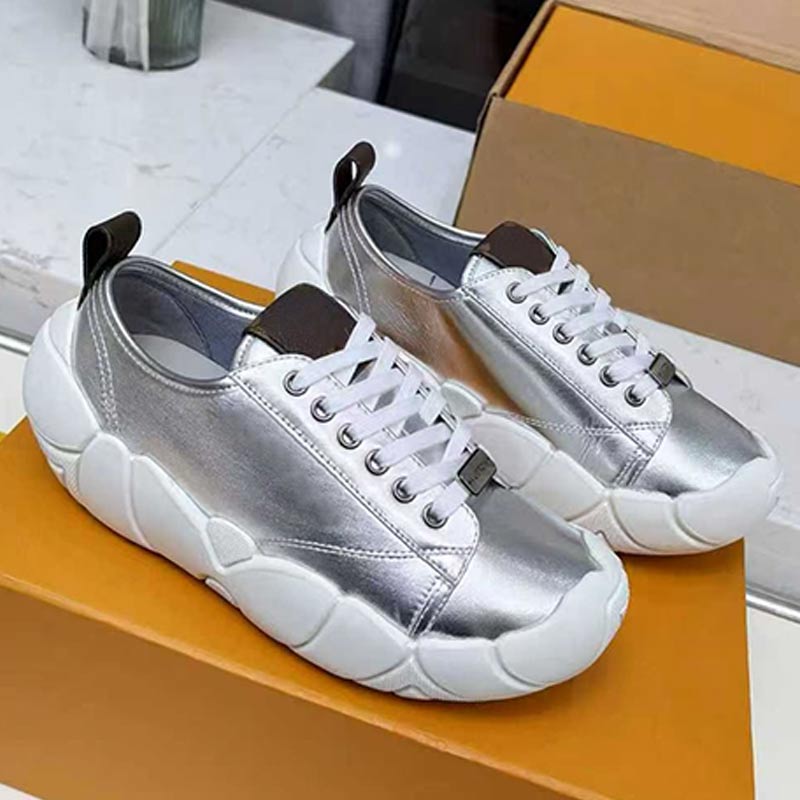 Brand women bubble sneaker ghesquiere designer womens sports shoes silver calf leather upper rubber sole fashion travel vacation casual low top snea