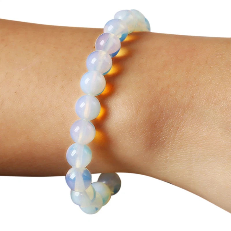 8mm Round Crystal Moonstone Natural Stone Stretched Beaded Bracelet For Women 250918