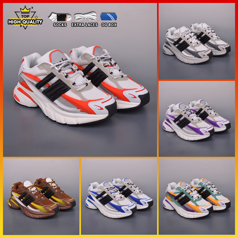 2026 Chaussures de créateurs luxueuses Authentiques Pharrell x Virginia Adistar Gelefish Focus Olive Core Black-Orange Men Femmes Chaussures Spor