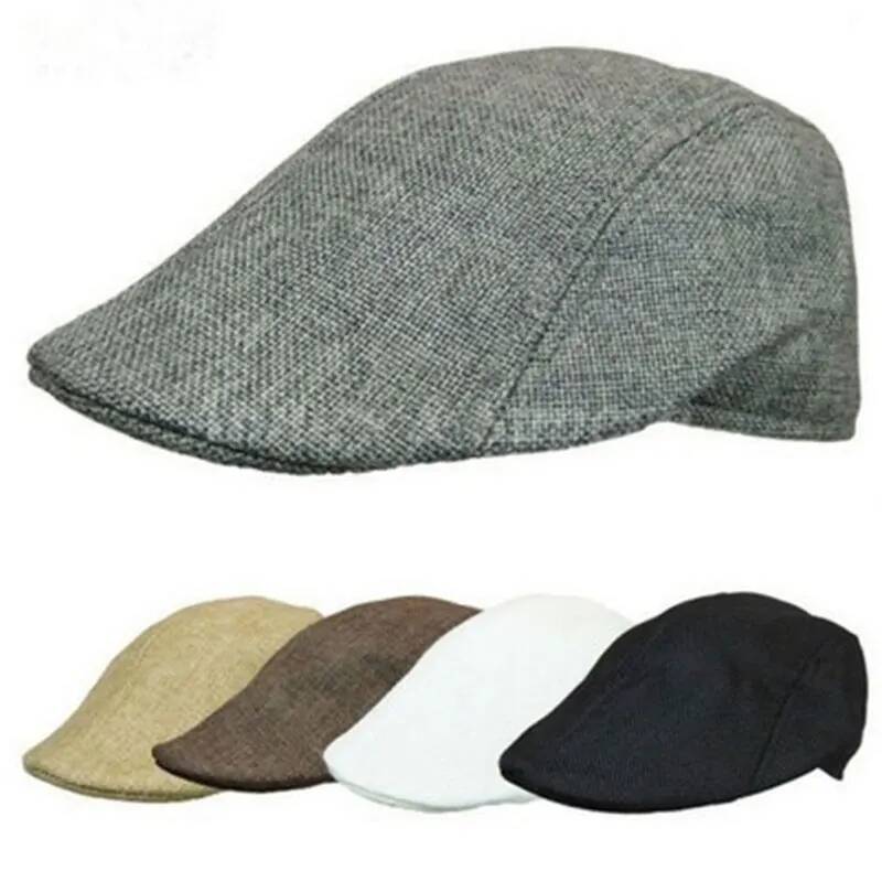 Vintage Linen Beret Caps for Men Women Autumn Fashion Newsboy Adjustable Unisex Breathable Solid Color Artist Painter Hats ddmythur