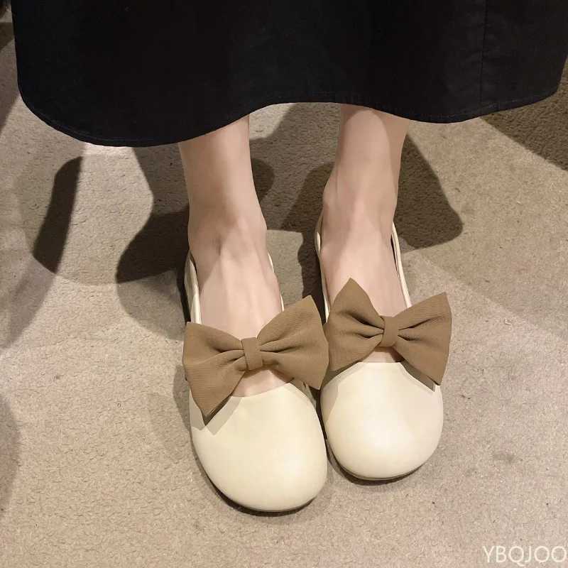 Butterfly Knot Single Shoes printemps Nouveau talon bas pour femmes Chaussures doucement polyvalent confortable fond plat bas pour femmes chaussu