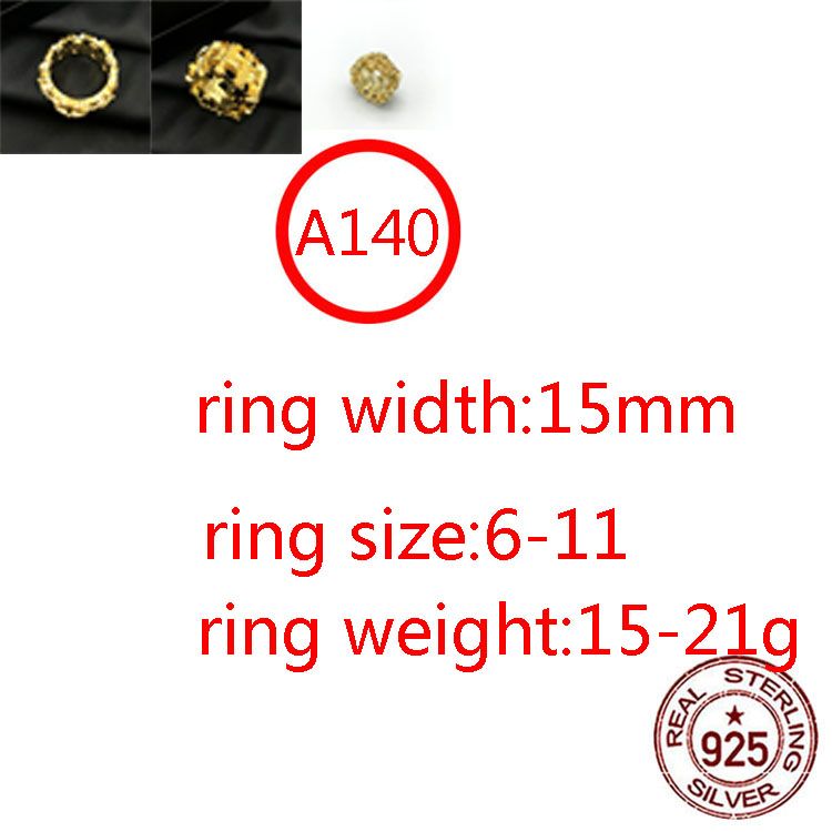 A140 S925 Sterling Silver Ring Personalized Fashion Punk Hip Hop Style Gold Plated Cross Flower Couple Letter Shaped Jewelry Lover Gift new