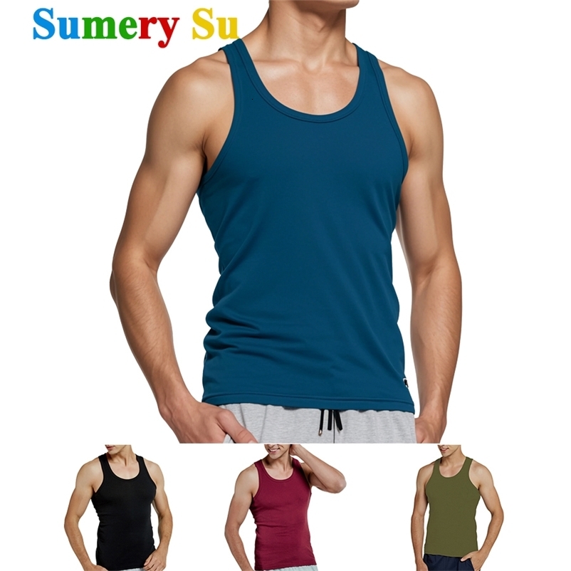 Tank Tops Men 100 Cotton Solid Vest Mens Slim Casual Breathable Sleeveless Tops Gym Running Undershirt Male Gift 250919