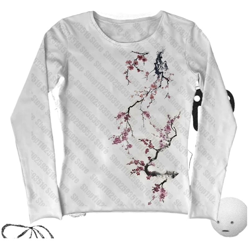 Korean Version Of the Fashion Cherry Blossom Print Graphic Tshirt Kawaii Shirt 90 s Retro Gothic Womens Clothing Harajuku 250918
