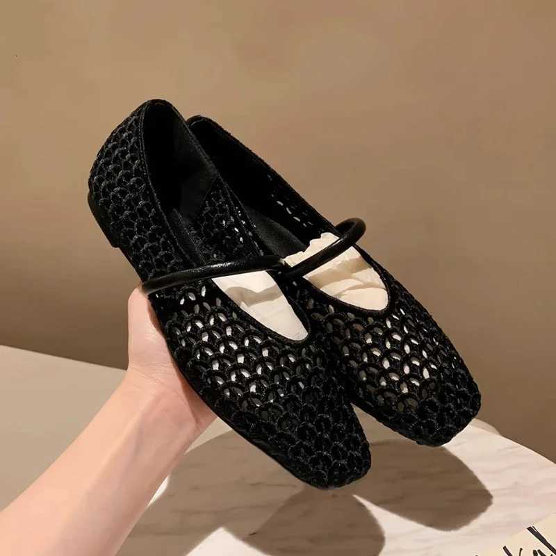 Square Toe Mesh Women Ballet Shoes Flats Sandals Summer 2025 New Designer Casual Loafers Mary Janes Shoes Zapatillas SandaliasXJ250919