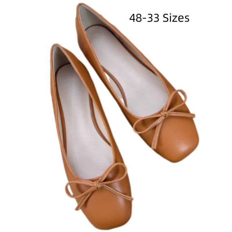 Women True To Fits Flats Square Toe Casual Noiseless Shoes In Size 48 33 45 Seam Knot Soft Leather Slip Green Brown White RedXJ250919
