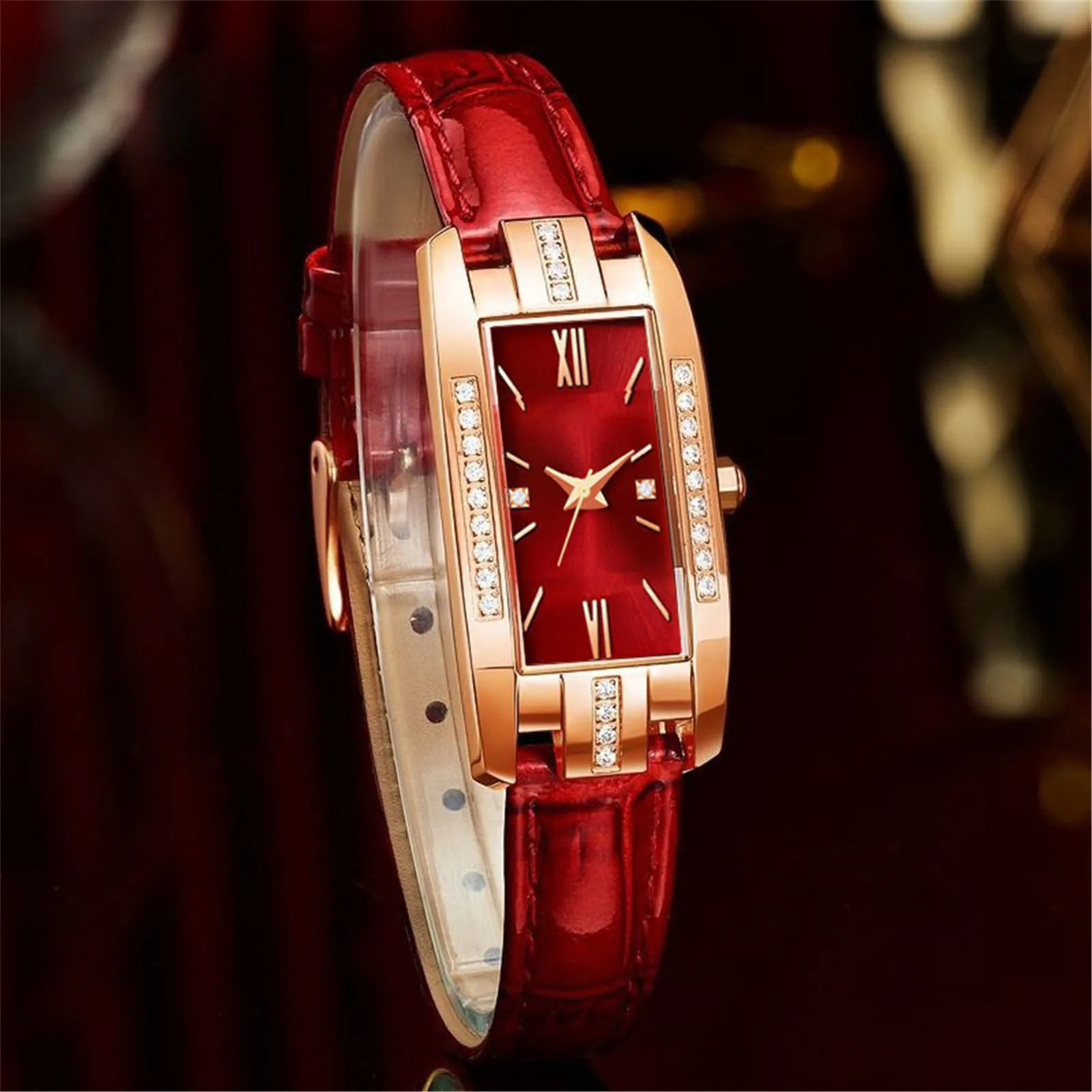 Quartz en diamant pour femmes Horaire montre une sangle en cuir PU pour le bureau à domicile Rencontre élégant 250918
