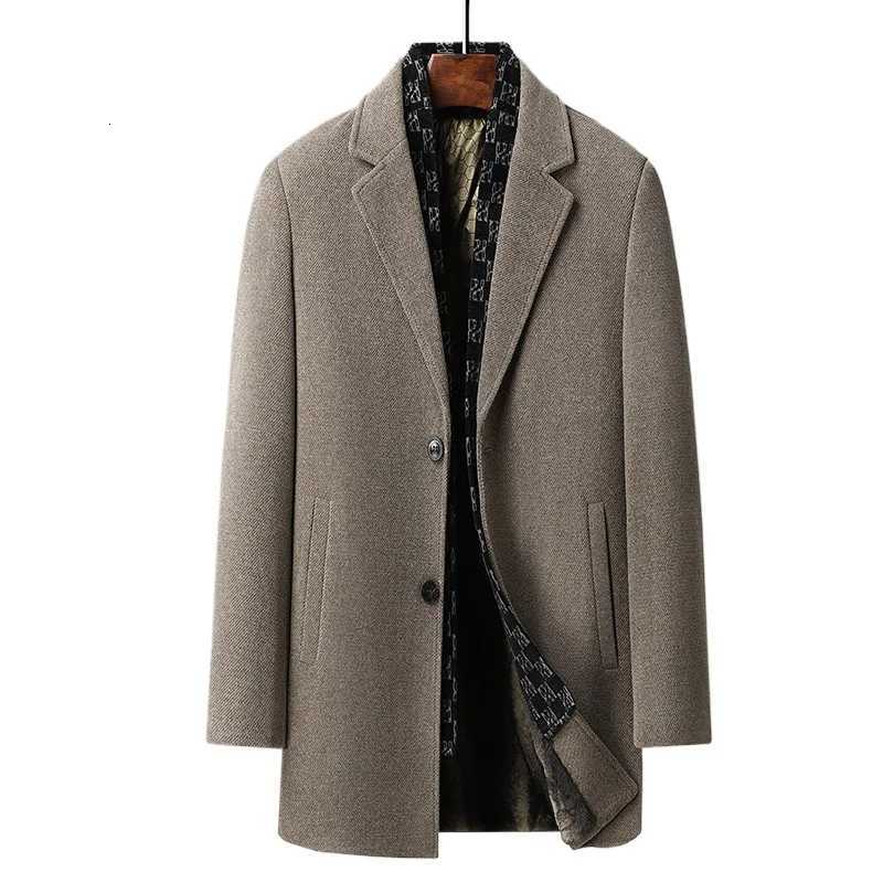 New Winter Men Business Casual Fleece Warm Trench Coats British Style Overcoats Quality Man Thicker Woolen Blends Long Jackets X250919