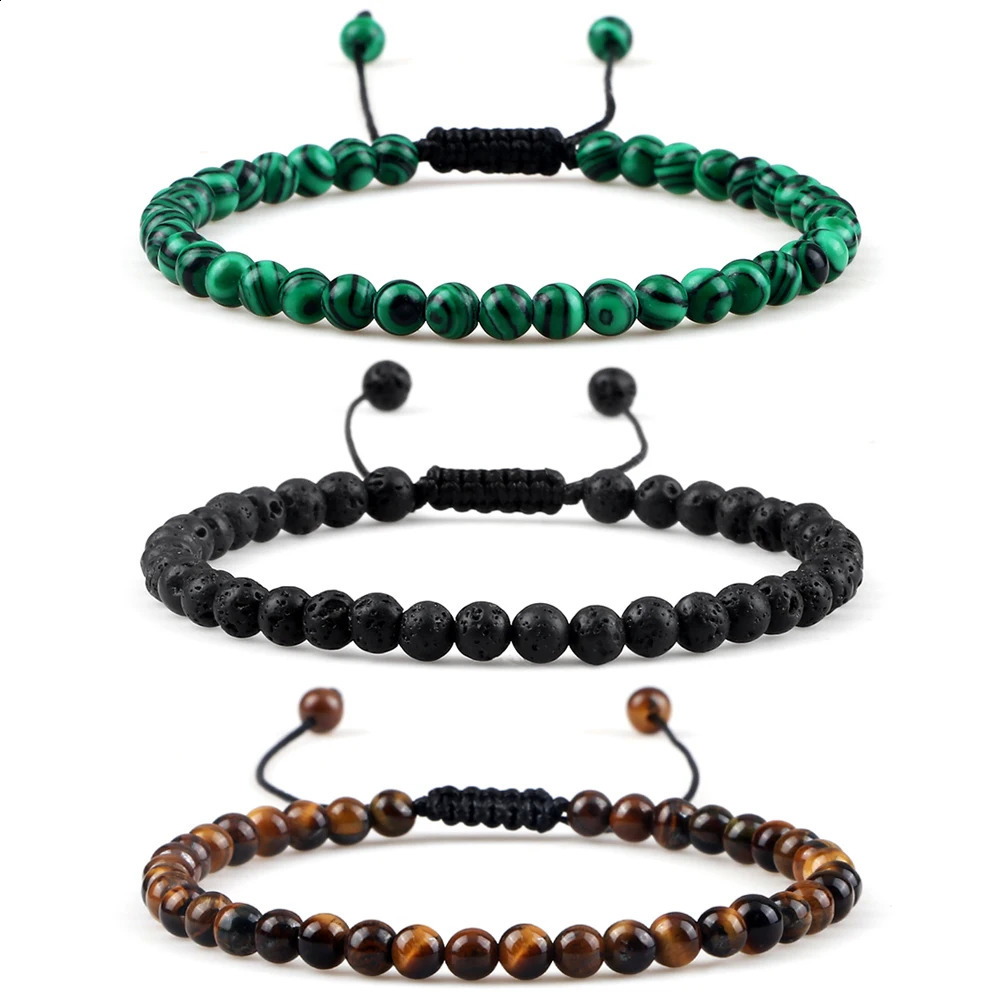 Bracelets perlées de lave en pierre naturelle réglable Bracelets perles Bracelets pour femmes hommes chakra perles de bracelet tressé bijoux 2509