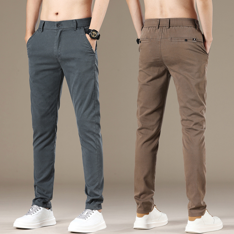 Spring Summer Lyocell Fabric Mens Casual Pants Hight Quality Fashion Slim Business Trousers Elastic Soft 250919