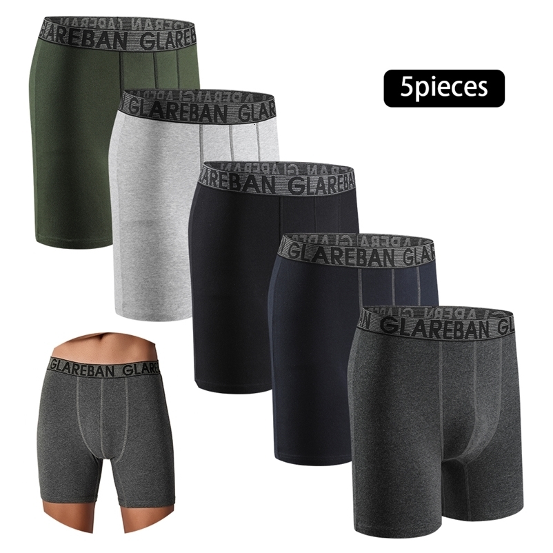 5pcs Set MidLong Cotton Boxer Shorts for Men Underwear Breathable Male Underpants Briefs Boxershorts Slips Soft Panties250919