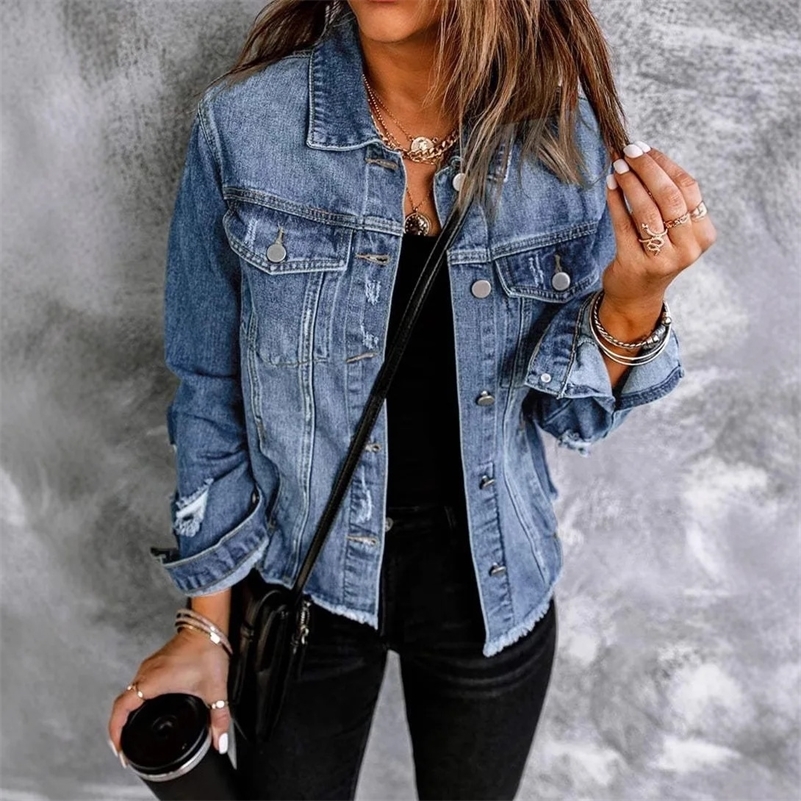 Cotton Pockets Denim Coat Women Spring Autumn Black Cardigan Jeans Punk Gothic Bomber Jacket Windbreaker Y2k Women Jackets 250918
