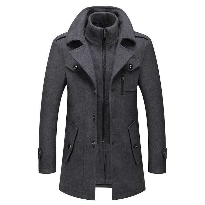 Casual Middle Long Scarf Collar Cottonpadded Thick Warm Woolen Coat Male Trench Clothing Winter warm Autumn Mens Wool Coats X250919