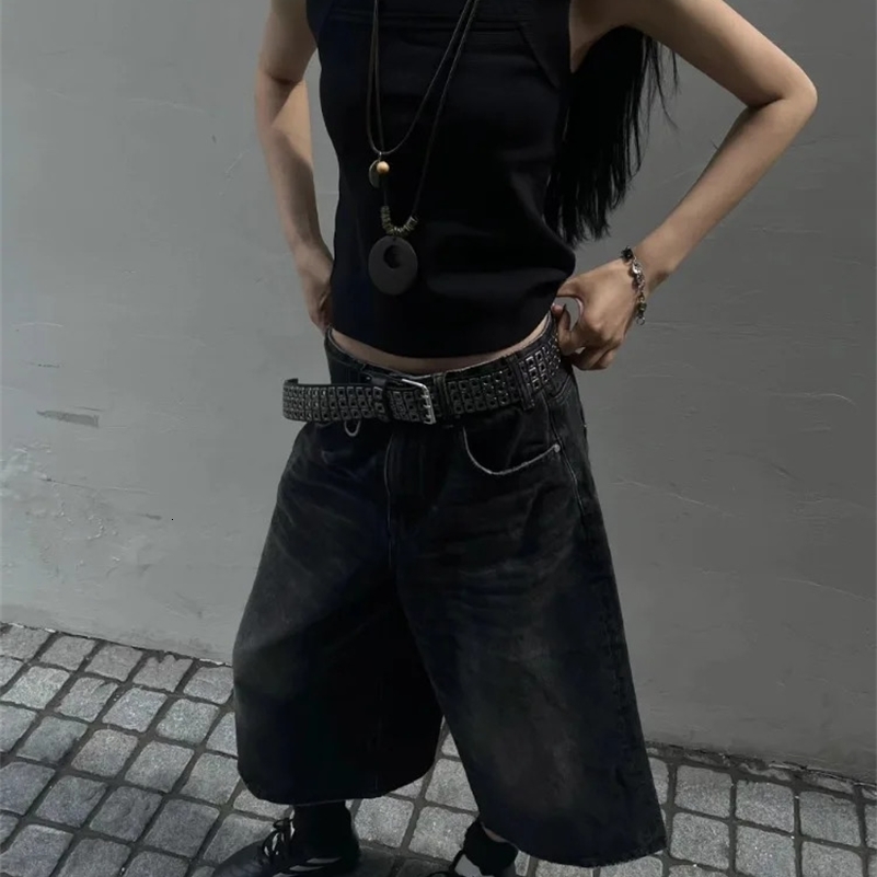 Femmes Black Y2K Style Balts Balts Balts Pantalons de jambe larges Trendy High Wash Dark Wash Jeans Femme Rétro Casual 2000S 250918