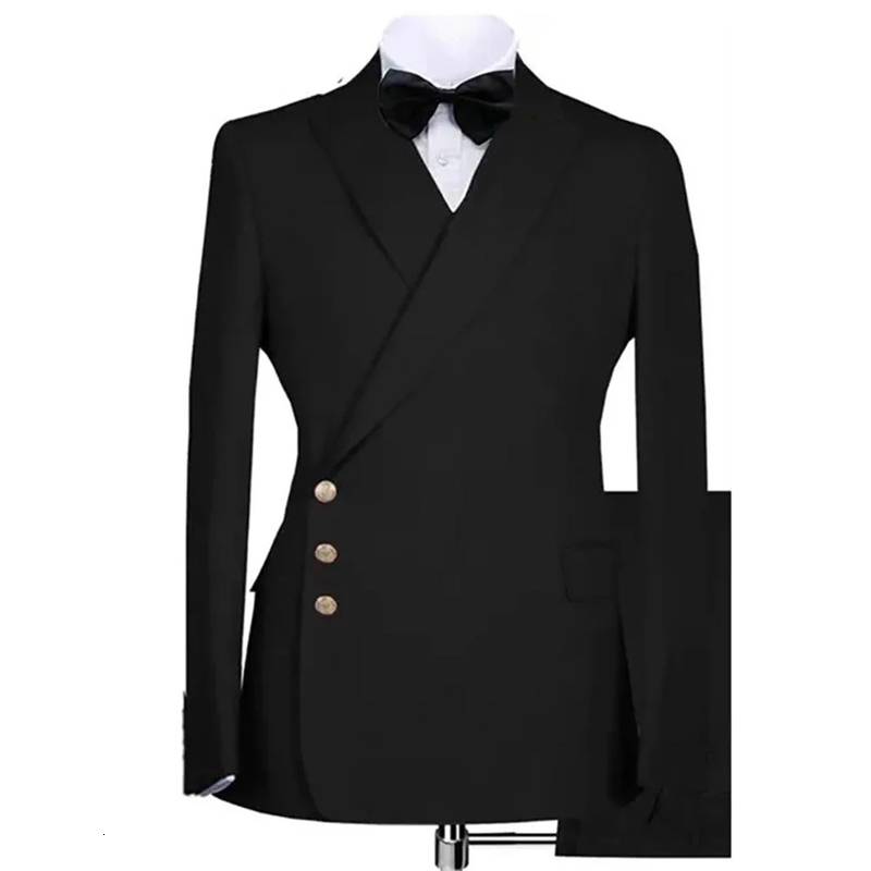 Formal black 2piece single breasted lapel mens clothing Party High quality suit 250918