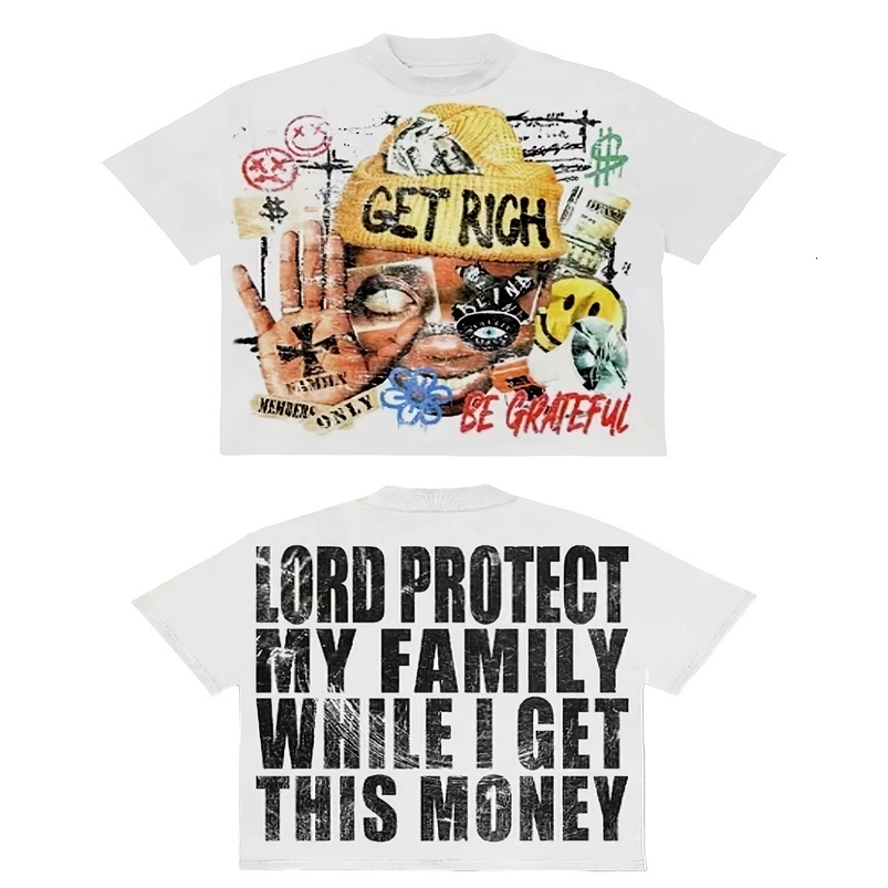 Y2K Style Directional Printing Cotton Tshirt Breathable 100 Pure Fabric Summer Street Shortsleeved 250919