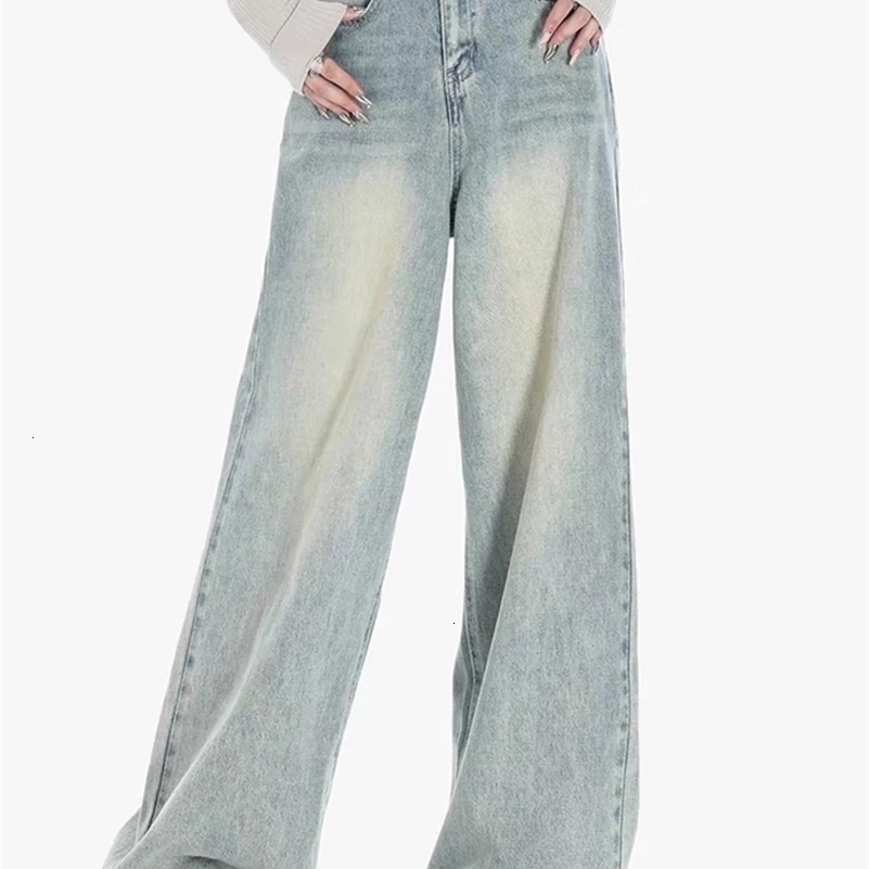 Duomofu bleu clair automne vintage classique jean lâche jeans simple bouton mode décontracté toute la longueur des femmes droites jeans 250918