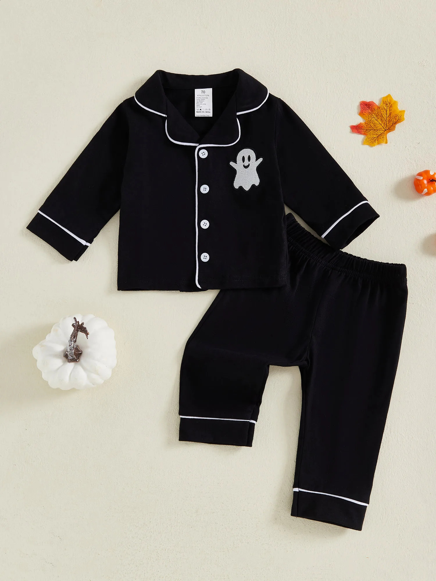 Ensemble de pyjama Halloween pour enfants avec une chemise et un pantalon à manches longues pour garçons pour garçons 250919 à manches longues po