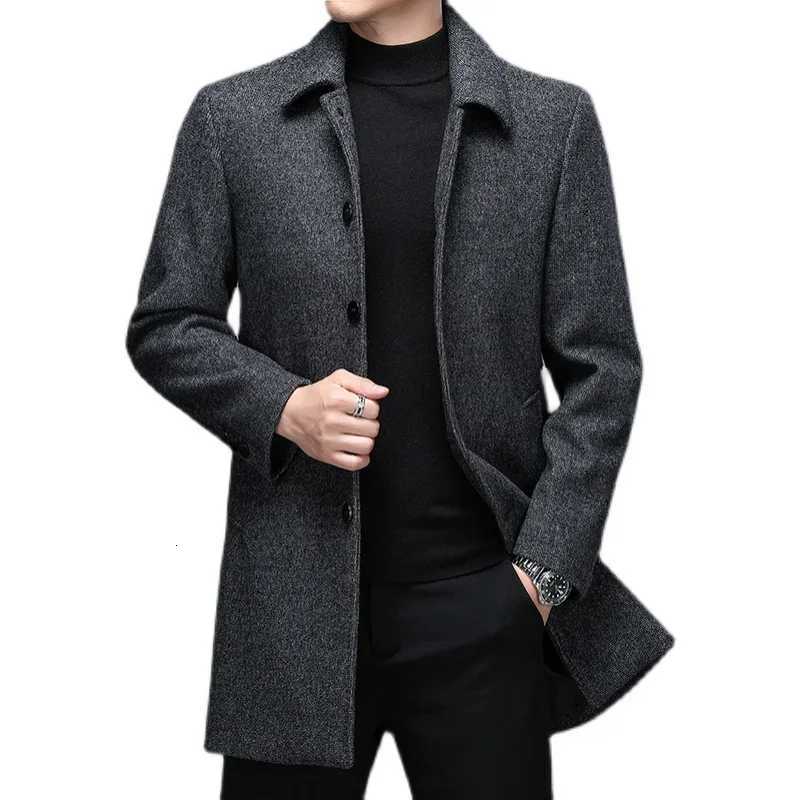 Business Casual Woolen Jackets Coats Long Overcoat High Quality Mens Winter Jackets and Coats Men Turn Down Collar Wool Blends X250919