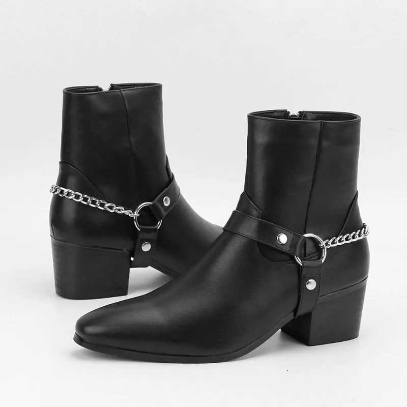 Fashion Mens Boots Designer Midcalf High Heel Boot 2025New Chelsea Boots Boots de luxe pour hommes Big Size47 Botas Hombre W250919