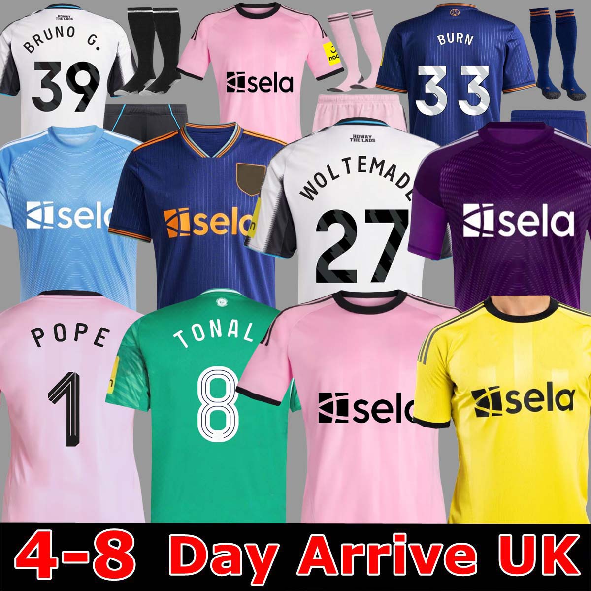 25 26 ELANGA TONALI NEWCASTLE WOLTEMADE soccer jerseys BLACK Kids 2025 2026 BARNES BRUNO G. Gordon ISAK Football Shirt Home Away Botman fans WINN-image-976586907