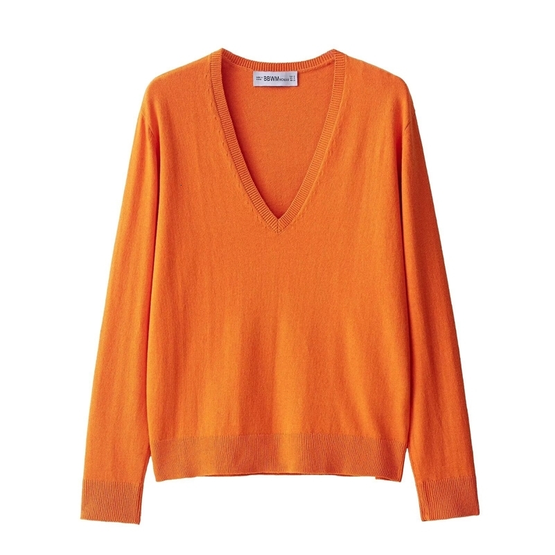 Womens Knit Pullover 2025 Arrival Womens Fashion VNeck Solid Color Stockinette Stitch Knit Top 250918