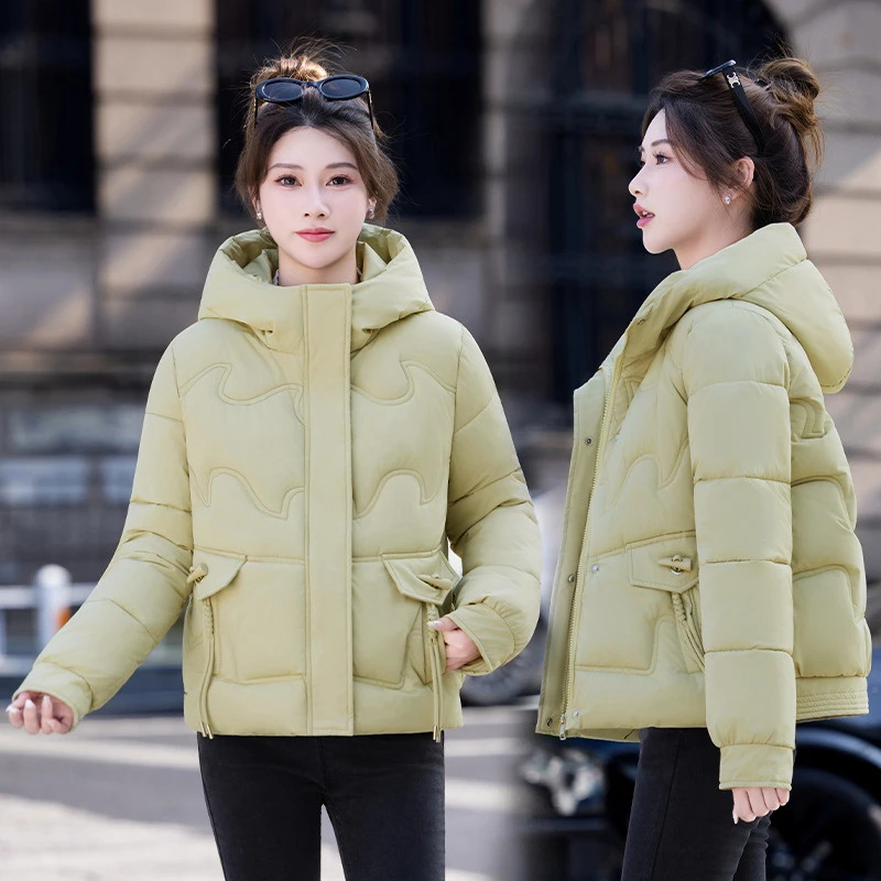 Autumn Winter Down Cotton Students Korean Womens Loose Cotton Padded Jacket Academy Slim Bread Coat Hooded Stand Collar Outwear 250918