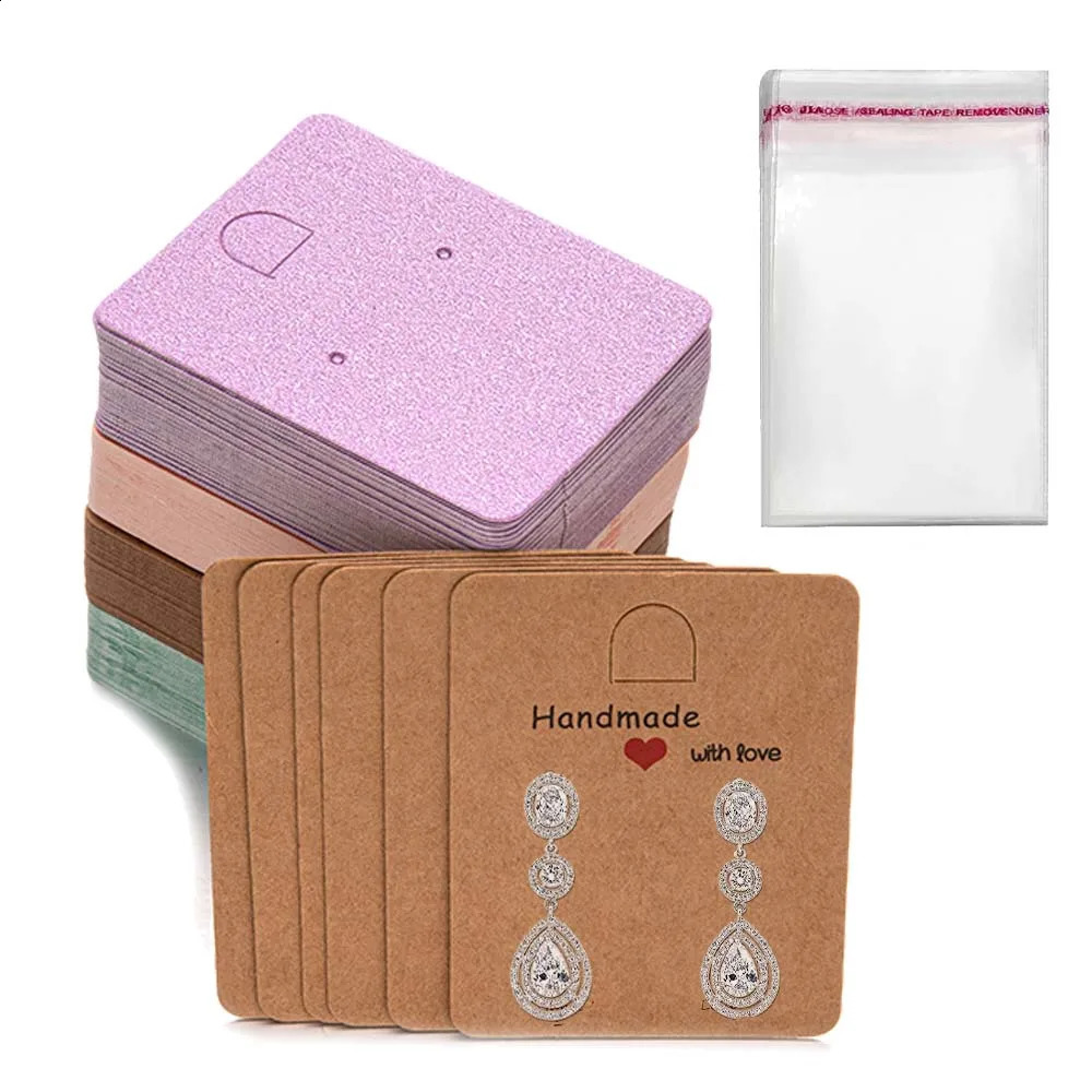 50pcs Cartes d'affichage de boucle d'oreille en carton pour support de bijoux de bricolage vendant organisateur petite entreprise Étiquettes d'em