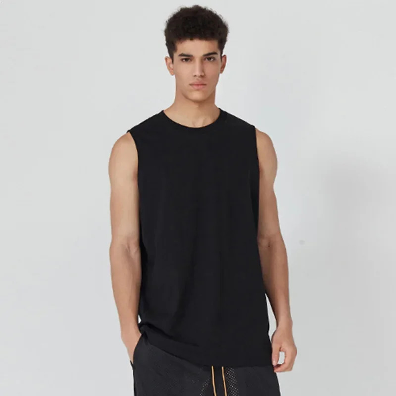2025 180g Solid Cotton Mens Basic Tank Top Sleeveless Tshirt Athleisure Fitness Casual Men Vest Tanks Tops For Male250919