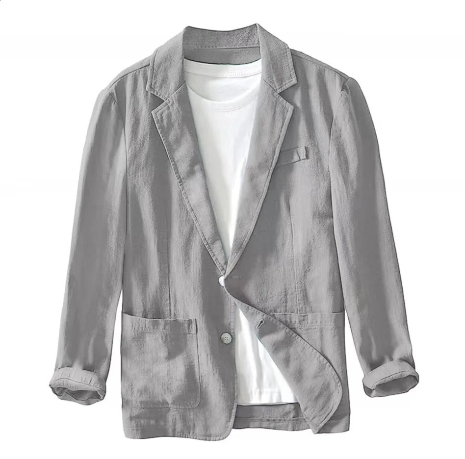Spring Summer Autumn Mens Casual Blouse 100 Cotton Shirt Loose Tops Long Sleeve Blazer Coat Casual Handsome Men Shirts 250919