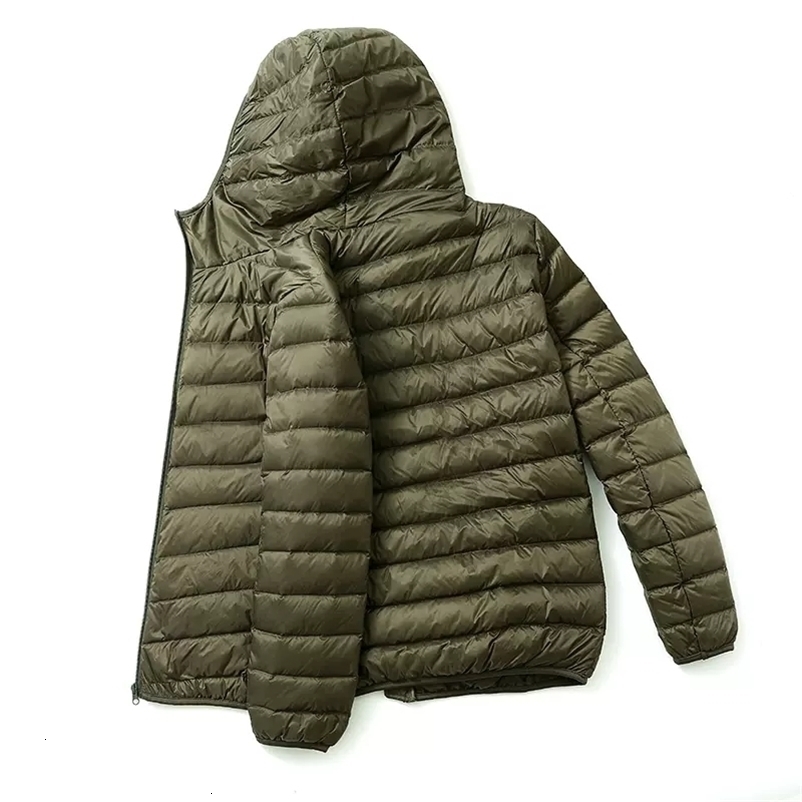 Autumn and Winter Fashion Ultra Light Duck Down Hooded Jacket Mens White Feather Warm Coat Street Clothing yy250918