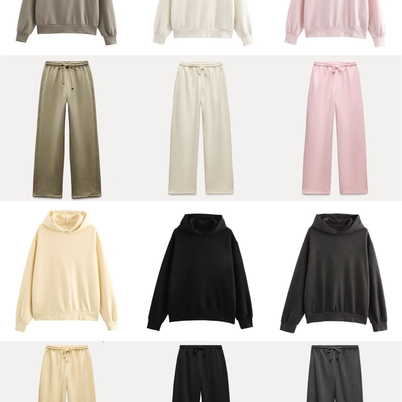 2025 AutumnWinter womens multicolor selection classic simple allinone hooded loose longsleeved hoodie sweatpants 250918