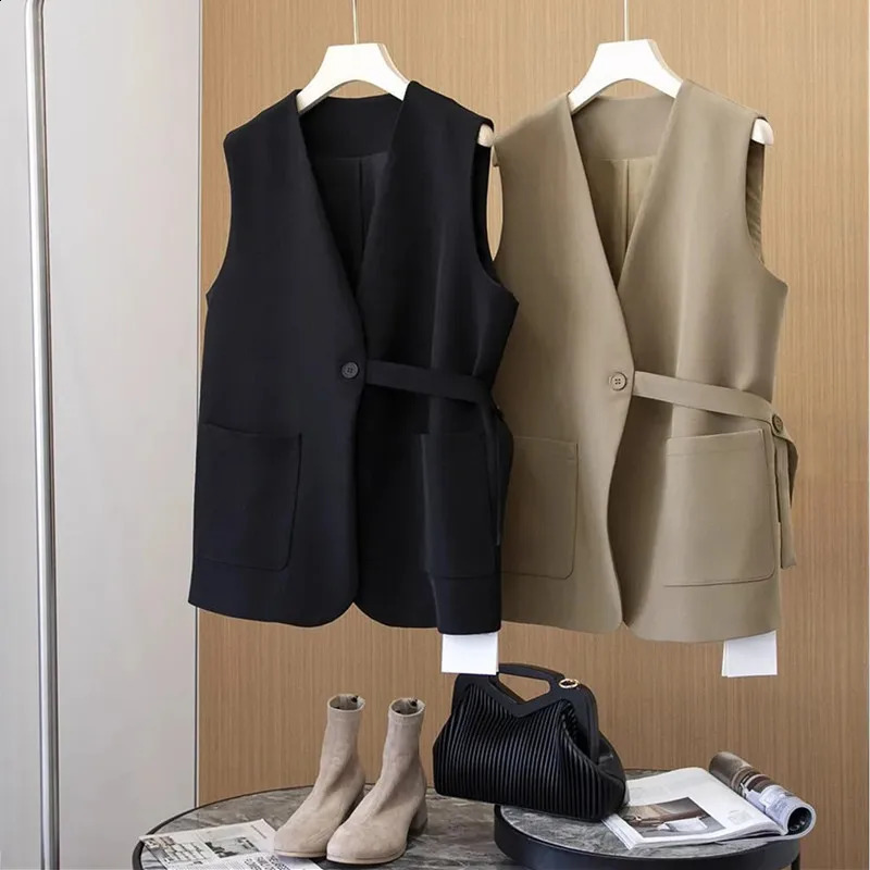 Ladies Vest Coat 2025 Spring Autumn Sleeveless Comfortable Fashion Womens Suit Versatile Loose Casual Lady Waistcoat 250906