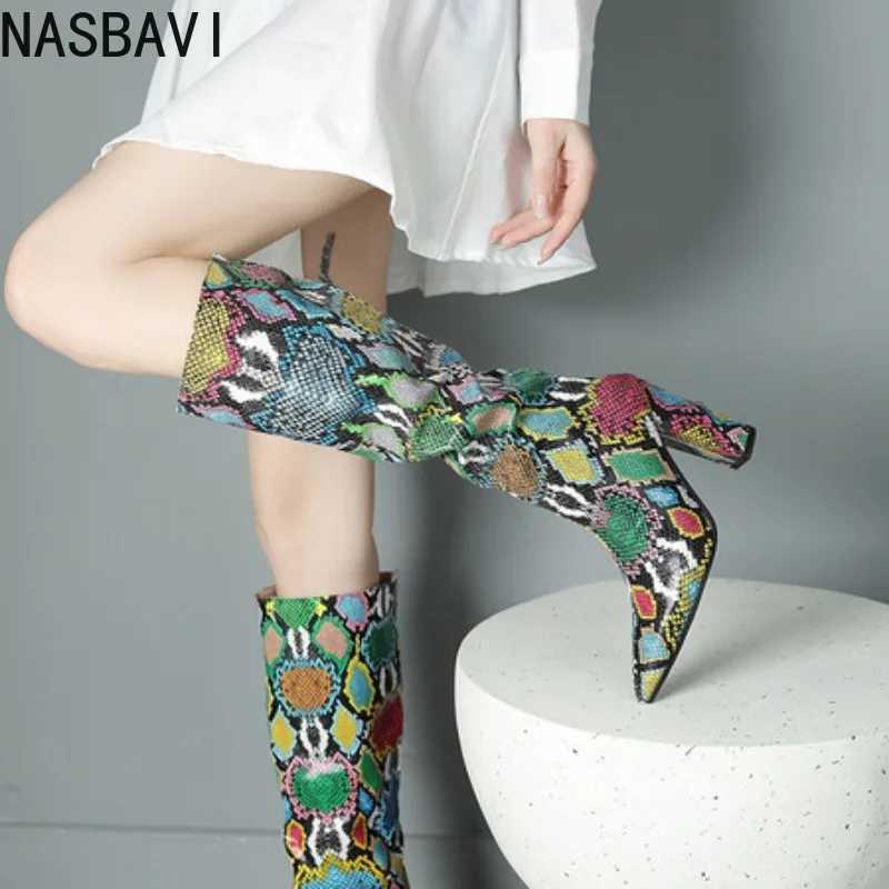 NASBAVI Black Knee High Boots Women Winter Shoes 2025 Sexy Western Womens Cowboys Long Boot Big Size Footwear Brand W250919
