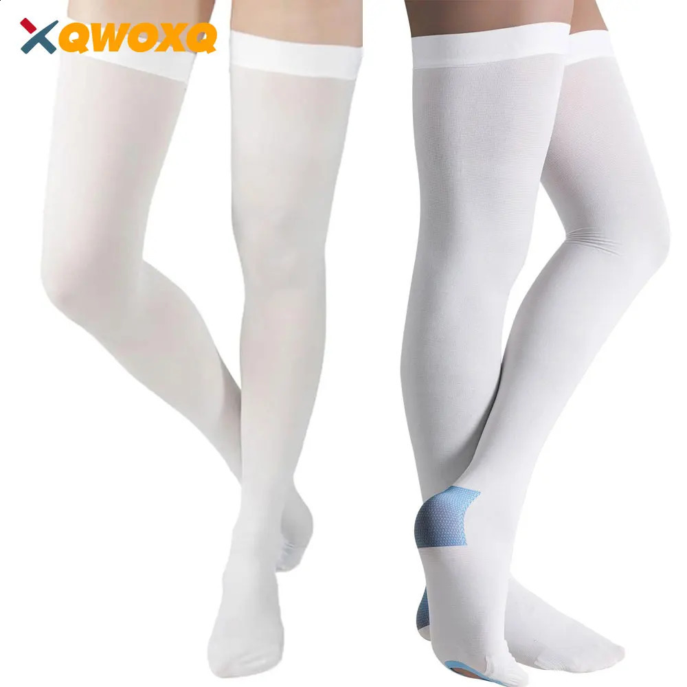 1 paire Stocks anti-embolie 1521 mmHg Tyle TED Chaussettes de compression blanche Soches de compression haute compression pour gonflement250919