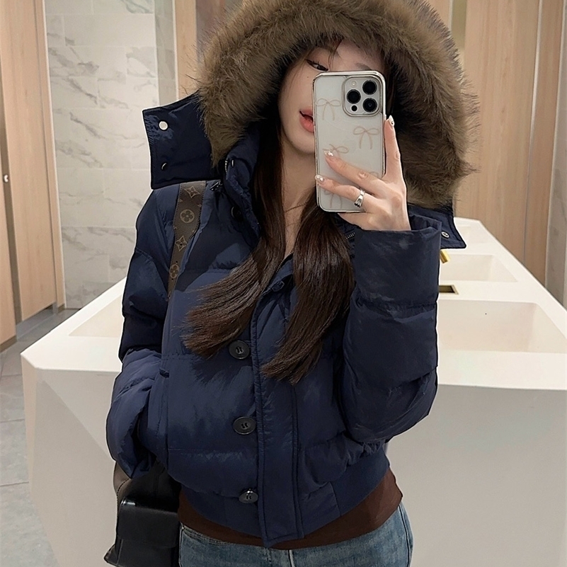 Womens Winter Faux Fur Hooded Long Sleeve Cotton Padded Jacket Lady Casual Solid Color Slim Warm Short Quilted Outwear Top 250918