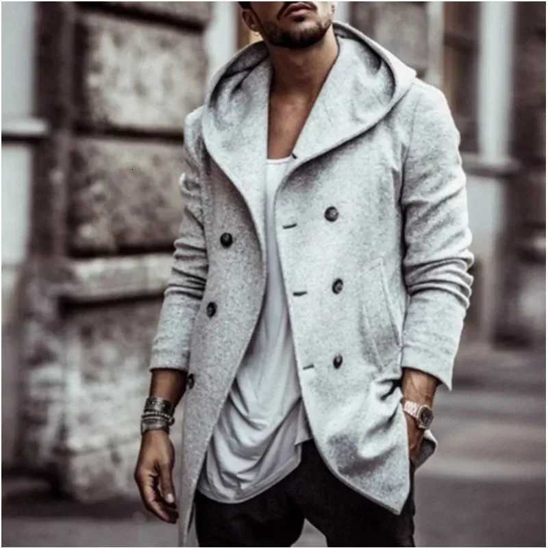 Nouveau manteau pour hommes 2023 printemps automne britannique British Hooded Silk Flouss Woolen Mash Fashion Casual Woolen Coat x250919
