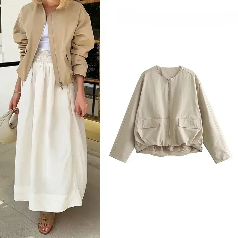 Vestes beige style coréen 2024 golf porter des femmes uniforme de baseball joli bomber élégant 250919