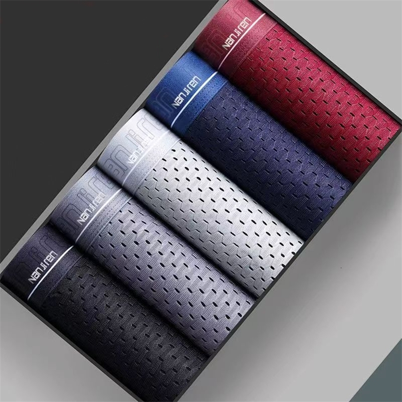 4pcs Mens Boxer Shorts Ice Silk Underwear Plus Size Underpants Cool Breathable Sexy Slim Panties Mesh Lingerie Wholesale Lots250919ww