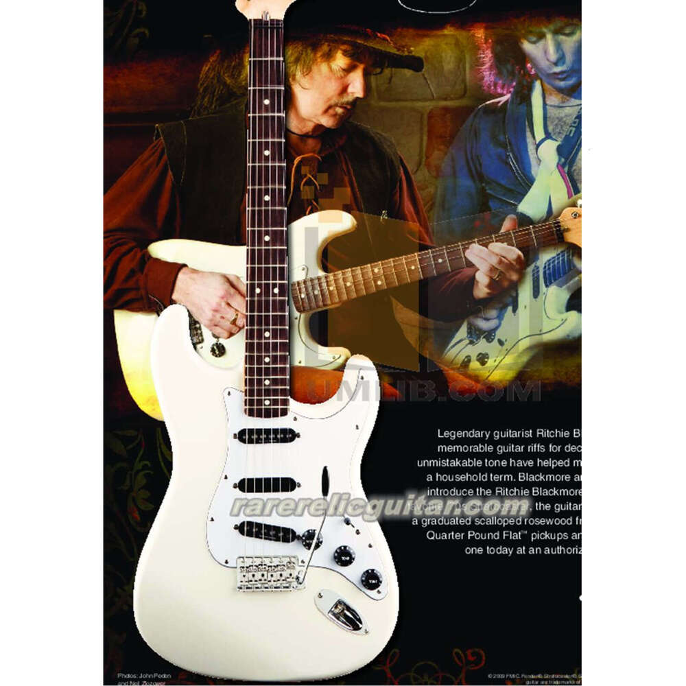 Custom Shop Artist Signature Ritchie Blackmore Gray White Electric Guitar Scalloped Rosewood Fingerboard Dot Inlay Vintage Tuners Tremolo Bridge-image-995752754