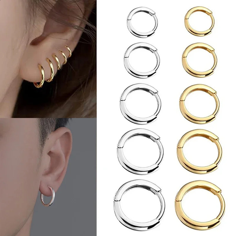 LATS 2024 Boucles d'oreilles de petit cerceau en acier inoxydable simple pour femmes hommes 8 mm à 20 mm Round Eart Ear Piercing Fashion Bijoux 2