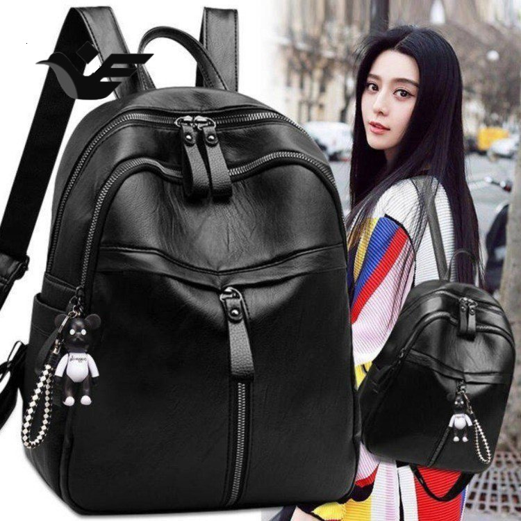 Feiyan Free Shipping New Designer Bag Foreign Trade PU Women's Backpack 2025 Large Capacity Student Backpack Fashionable Solid Color Soft Leath
