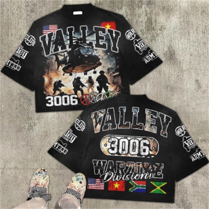 American Graphic 100 Cotton Tshirt Cut Tshirt Printed Graphic Men and Women Y2K Oversized Tshirt Street Wear250918