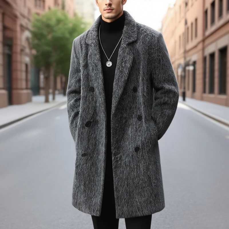 Manteau mi-résistance chaude décontractée lâche à la mode haute qualité confortable beau manteau en laine pour hommes doubles cicatrisants à doub