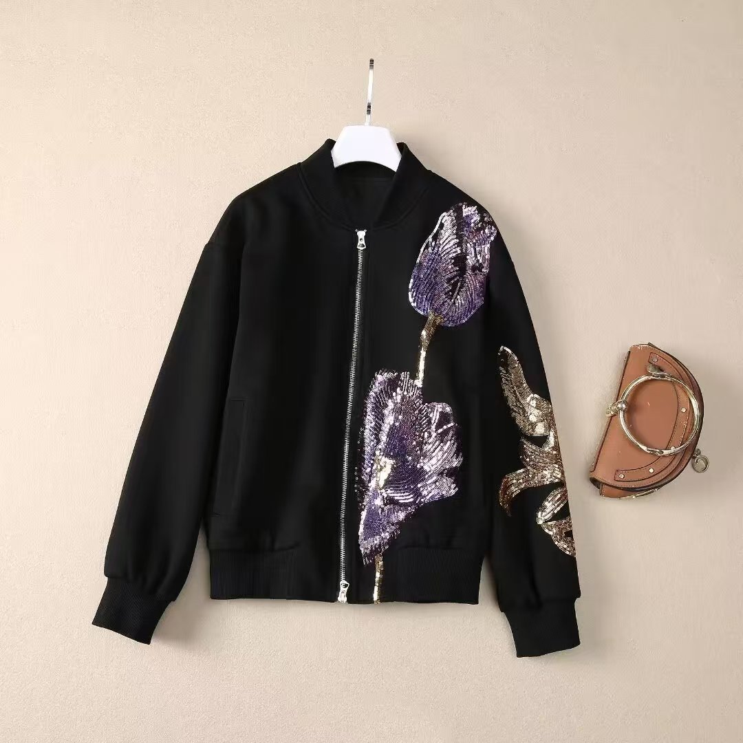802 XXXXL 2025 Milan Runway Coat Autumn Brand SAme Style Coat Sequins High Quality Long Sleeve Blue Womens clothes Fashion AS