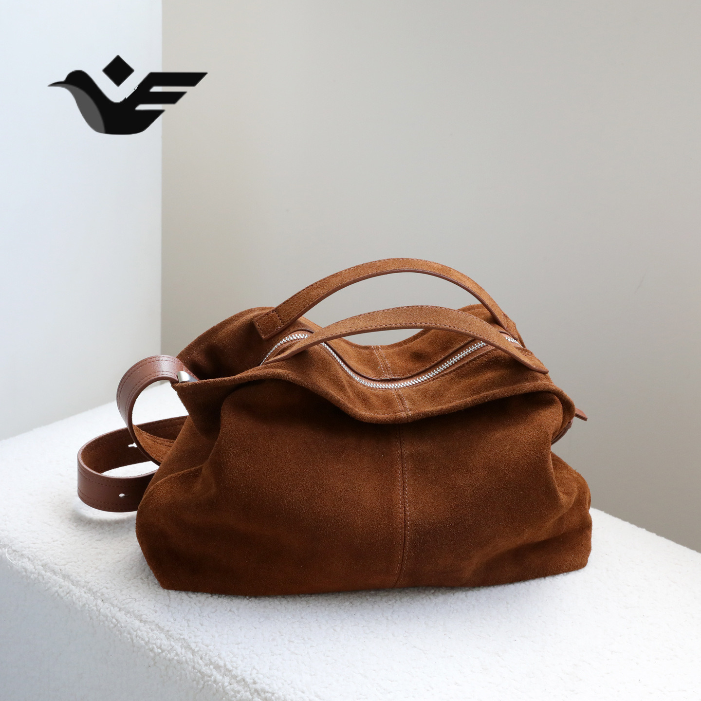 Feiyan Free Shipping New Designer Bag Autumn Winter Lazy Style Suede Suede Cowhide Tote Bag Commuting Handheld Shoulder Crossbody Genuine Leather Wo