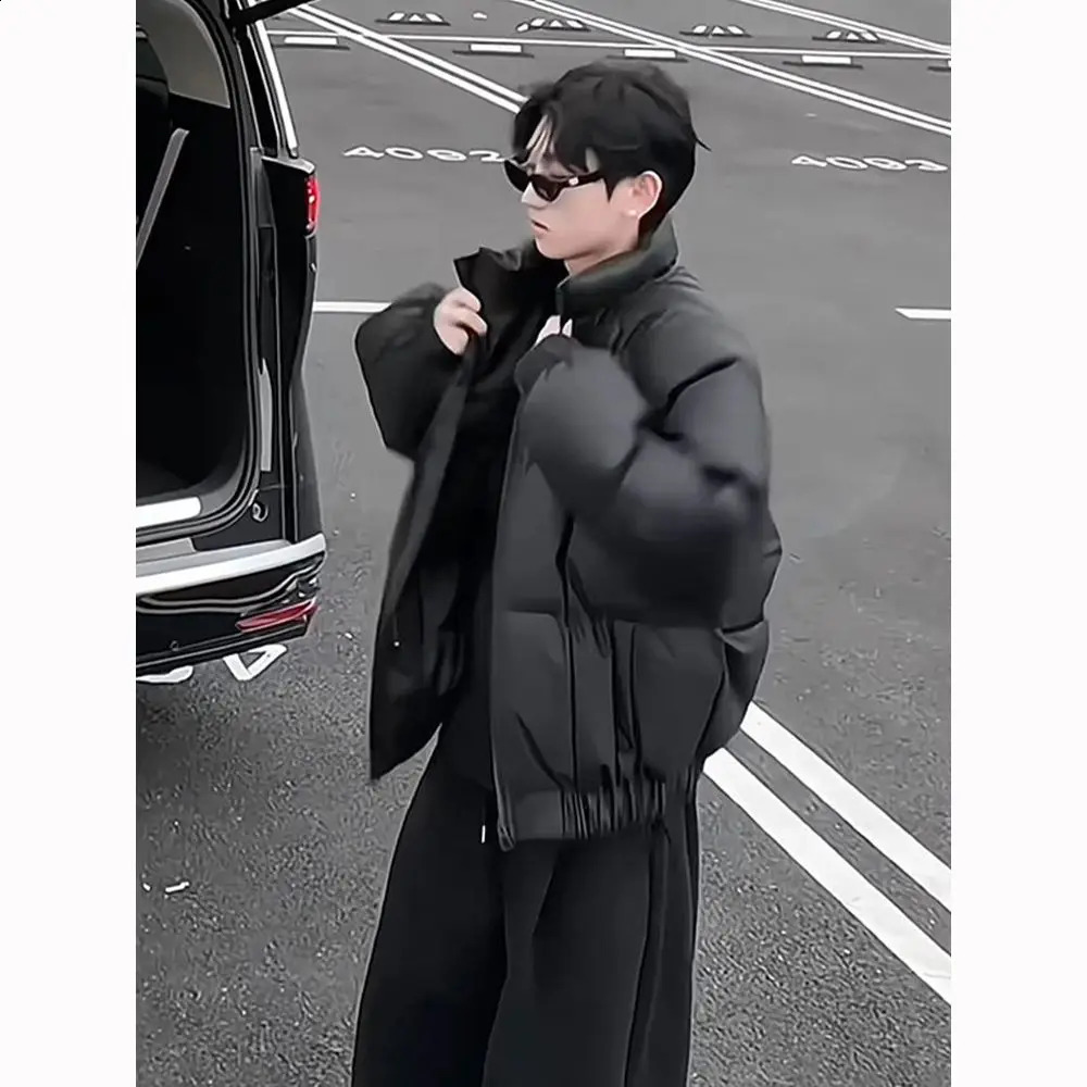 Winter Stand Collar Down Jackets Mens Short Loose Leisure Coats Mens PU Leather Thicken Down Overcoats A425 250919